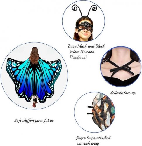 Adult Butterfly Costume Women Monarch Butterfly Wings Cape Shawl