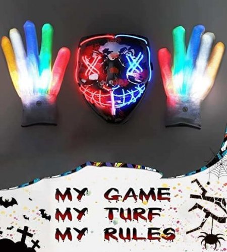 Halloween Glow Mask Skeleton Gloves Set