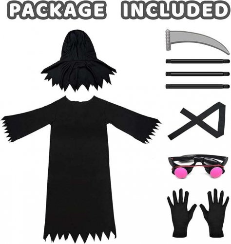 Grim Reaper Halloween Costume with Glowing Red Eyes