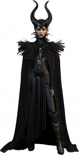 Evil Queen Horns with Feather Cape Shawl Set Black Halloween Costume for Women