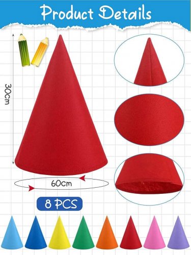 8 Set Color Crayon Apron and Funny Gnome Cone Hats for Costume Set for Adults